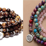 Amazon Stone Tiger Eye Stone Bracelet Necklace 108 Buddha Beads Lotus Bracelet