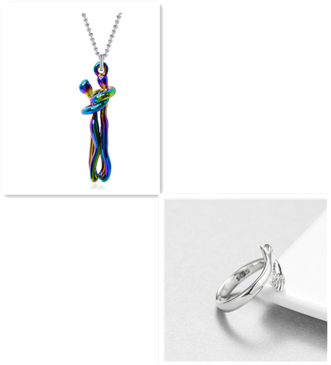 Love Hug Necklace Unisex Couple Jewelry Simple Clavicle Chain Valentines Day Lover Gift
