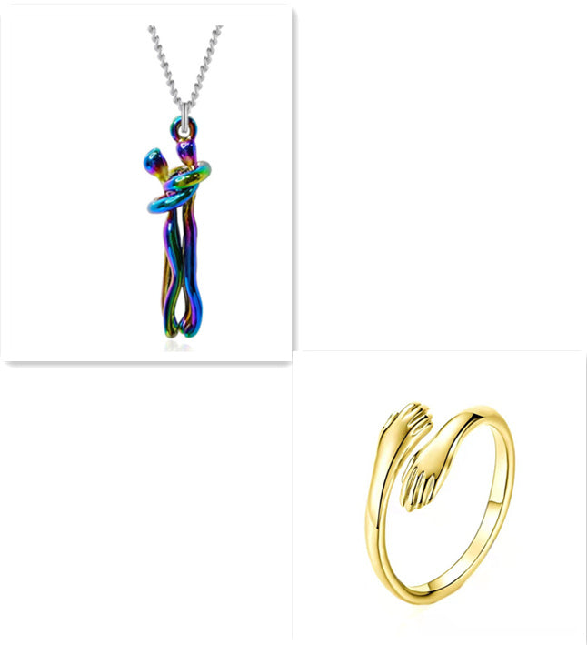 Love Hug Necklace Unisex Couple Jewelry Simple Clavicle Chain Valentines Day Lover Gift